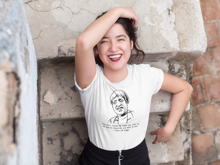 Grace Lee Boggs "You Don't Choose the Times"  Relaxed t-shirt