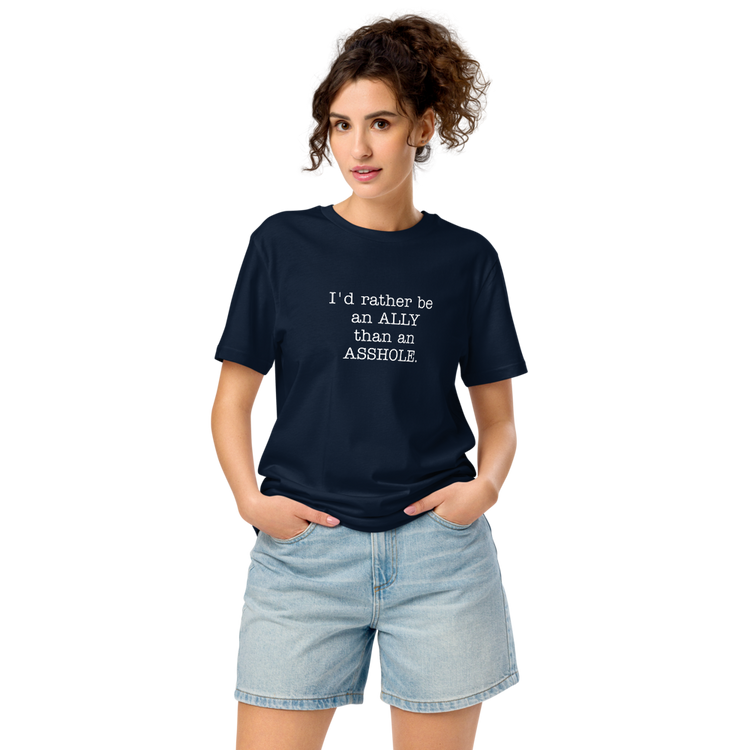 Be an Ally unisex organic mid-light t-shirt - Navy Blue