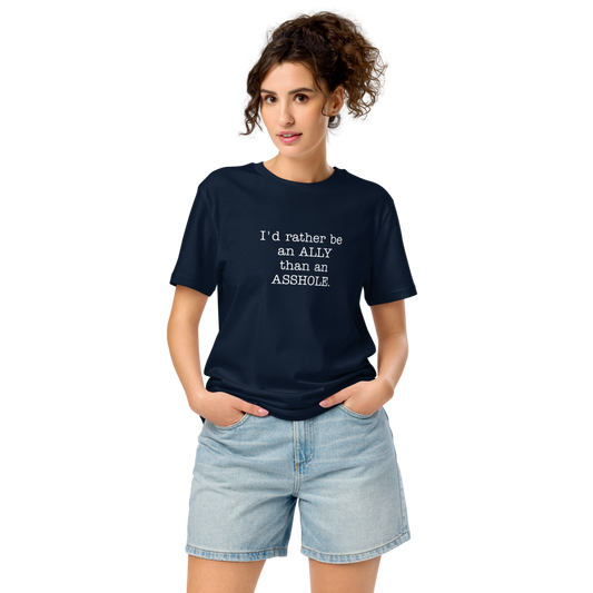 Be an Ally unisex organic mid-light t-shirt - Navy Blue