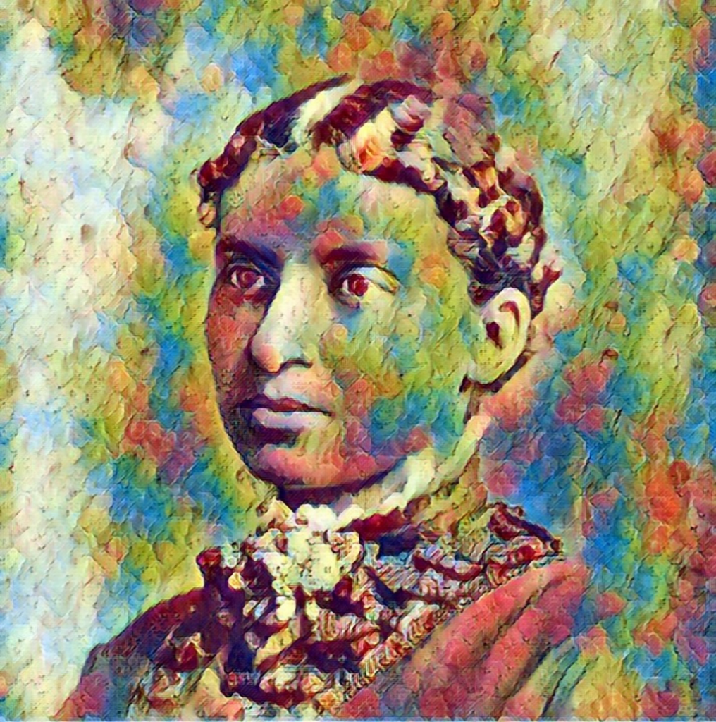 Illustrated portrait of Charlotte Forten Grimké, abolitionist, educator, poet, and diarist