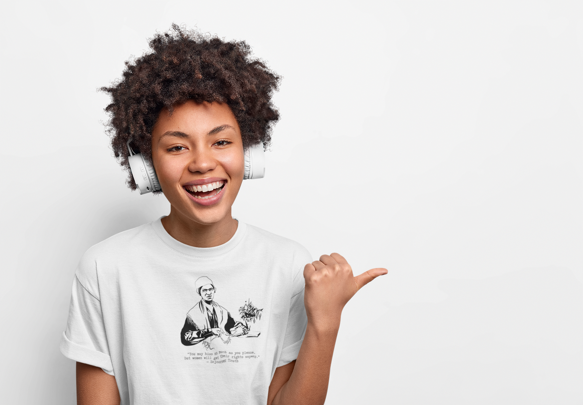 Sojourner Truth Women Will Get Their Rights Relaxed t-shirt worn in a lifestyle photo